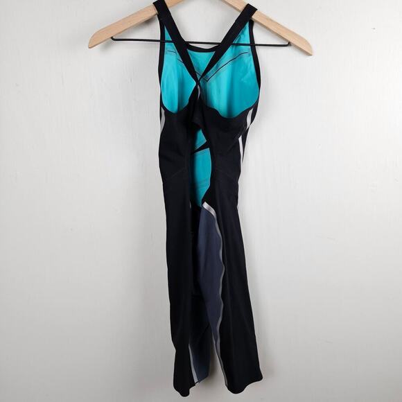 A3 Performance VICI Open Back Tech‎ Suit Swimsuit Women's 26 Black Grey - Flaw - Picture 5 of 9